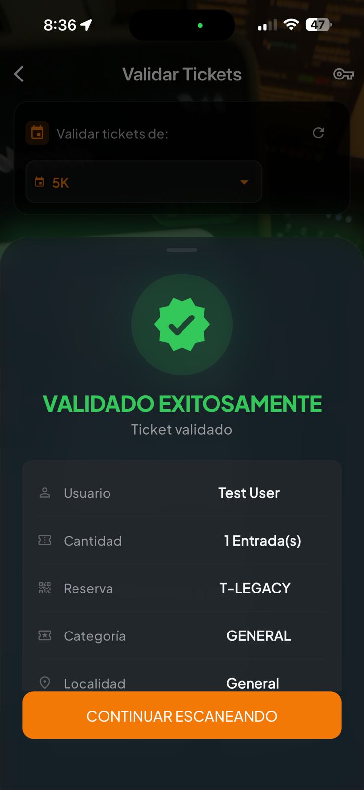 Escaneo de QR en la entrada con validación en vivo