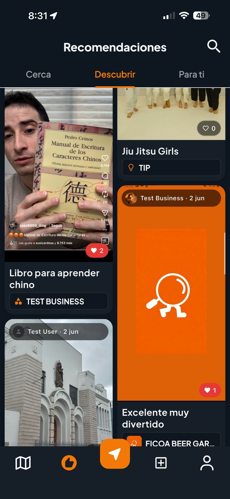 Feed de recomendaciones de gente que sigues
